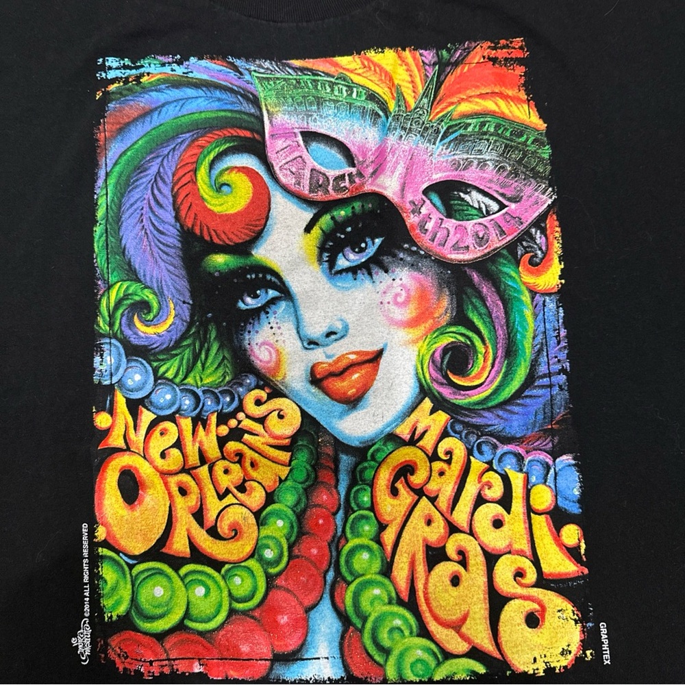 2014 Official Andrea Mistretta Mardi Gras Tee T Shirt Size M Black
